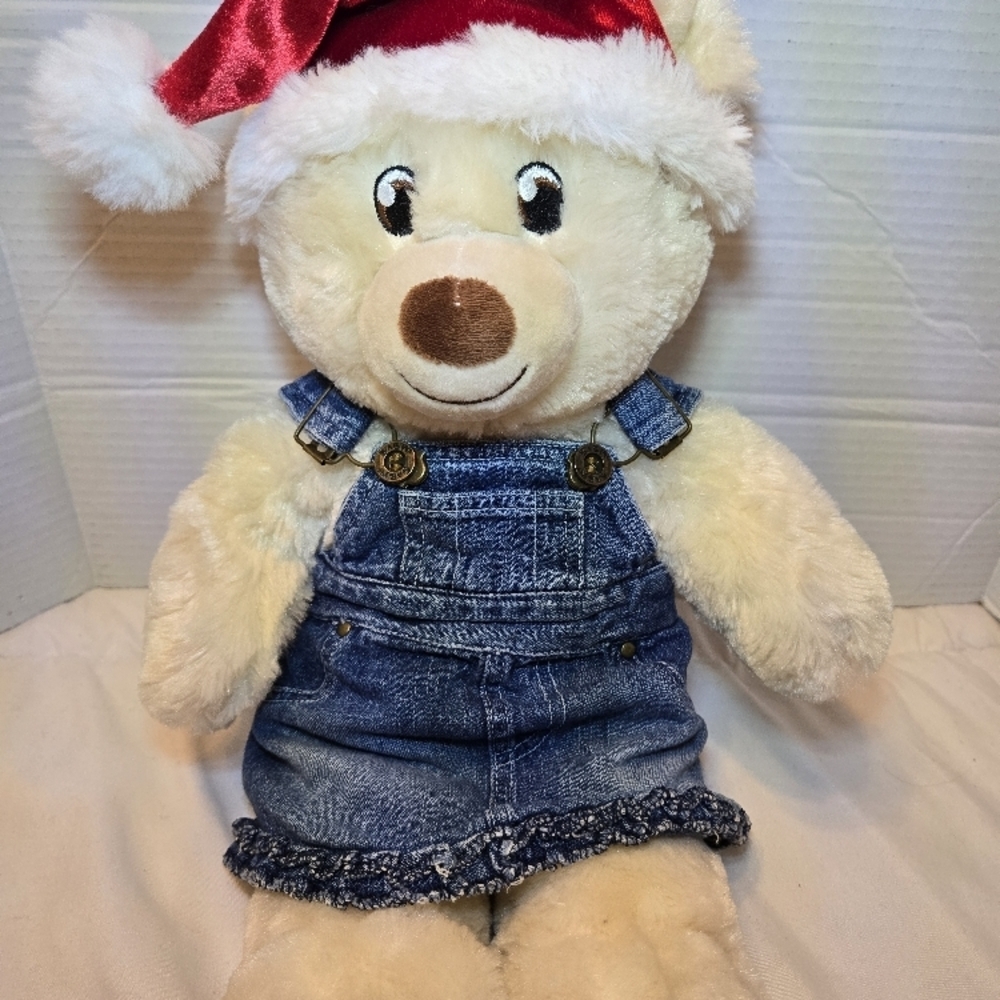 Build A Bear Lil Pudding Cub 15”  Plush Stuffed Overall Santa Hat Christmas Gift